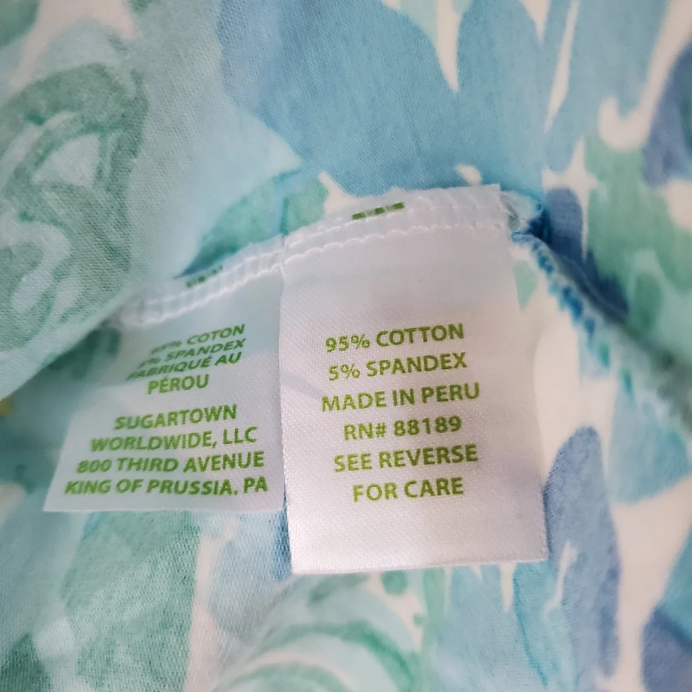 Lilly Pulitzer Blue Dahlia Abstract Vibrant Stretch Tee Half Sleeve Size Small - Picture 5 of 9
